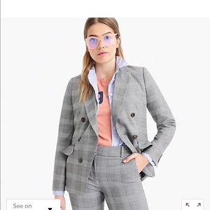 J. Crew Glen Plaid Ruffle Pocket Suit